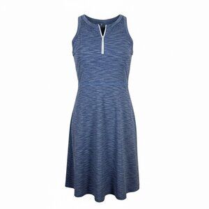 Lou & Grey Tennis Athleisure Dress Sz Small Blue Spacedye Quarter Zip Shelf Bra
